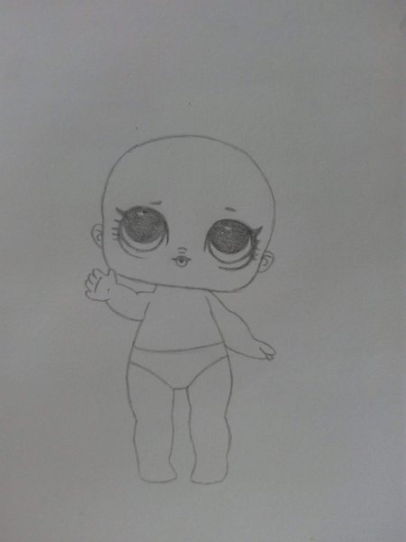 Поэтапное рисование куклы ЛОЛ