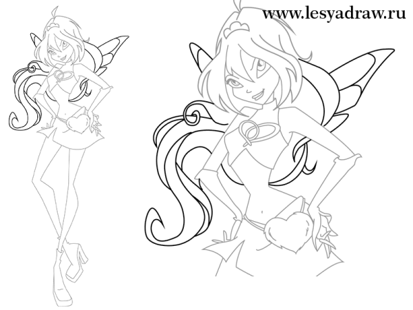 Раскраска Винкс лицо Блум