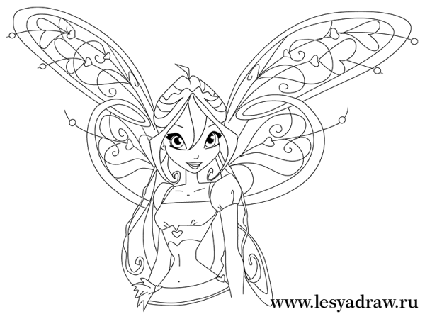 Нарисовать Винкс карандашом Блум