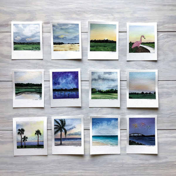 Мини пейзажи акварелью