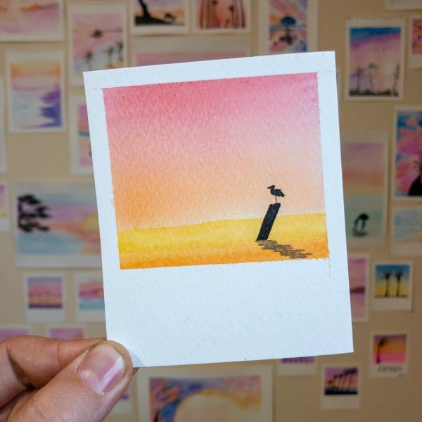 Полароидные пейзажи акварелью