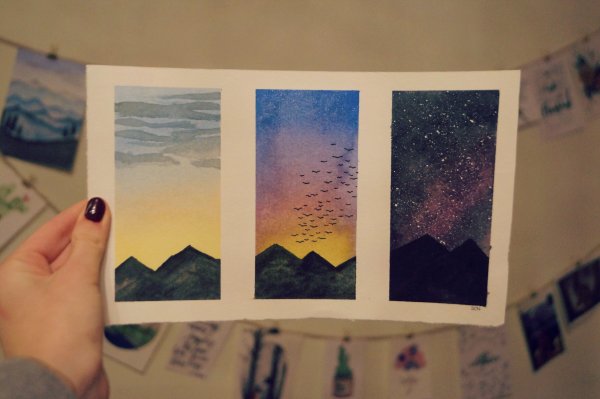 Полароидные пейзажи акварелью