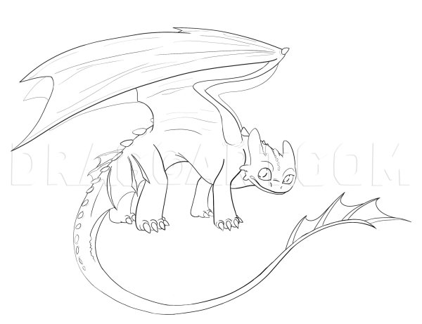 Нарисовать дракона Беззубика поэтапно