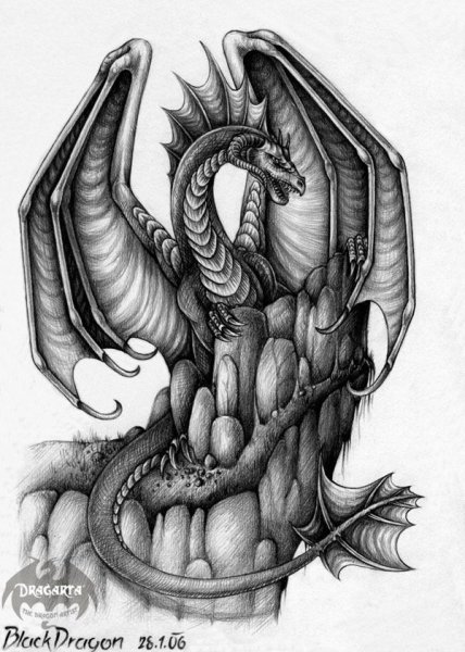 Дракон карандашом