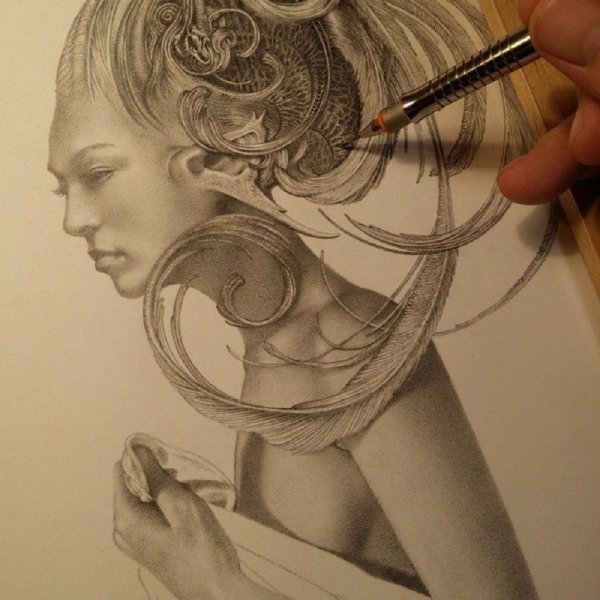 Дракон скетч карандашом