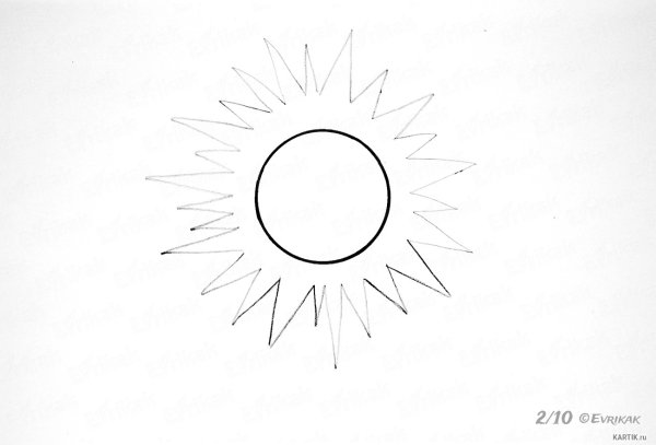 Солнышко рисунок карандашом
