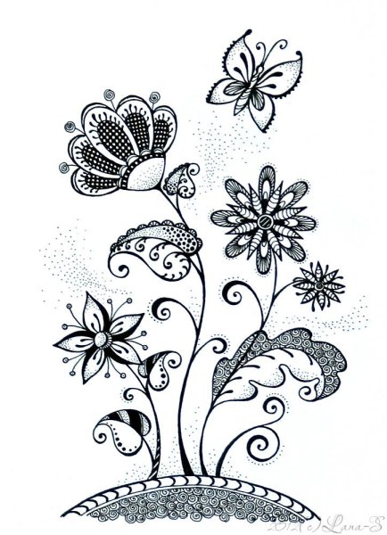 Зентангл растительные узоры