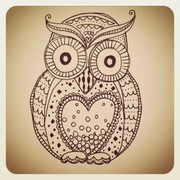 Дудлинг и Зентангл Сова