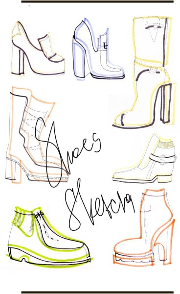 Обувь на моделях карандашом