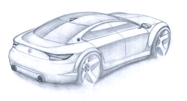 Набросок машины карандашом