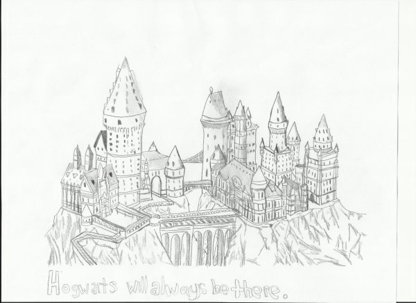 Замок Хогвартс карандашом