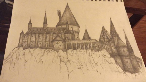Хогвартс пейзаж для срисовки карандашом