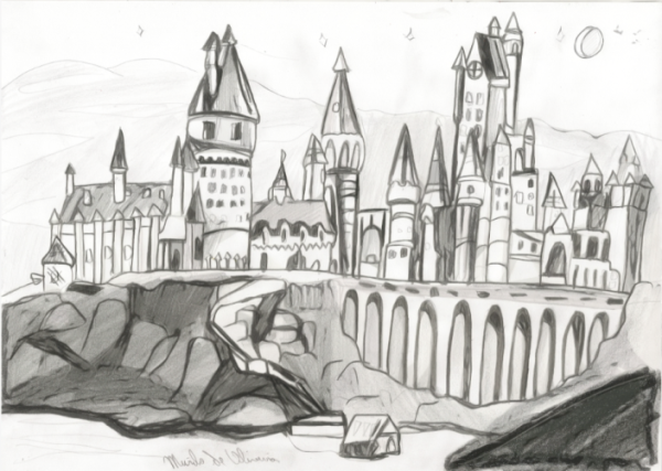 Замок Гарри Поттера срисовка