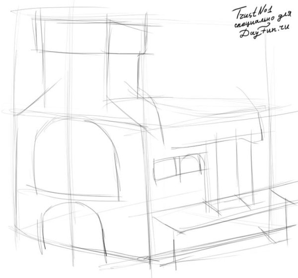 Печка рисунок карандашом