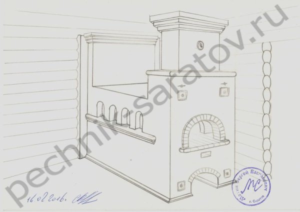 Русская печь чертеж из картона