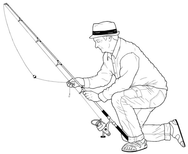 Раскраска рыбалка для детей