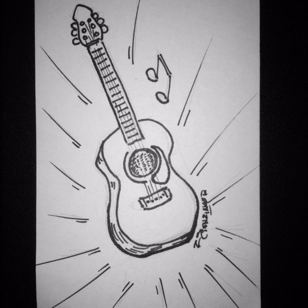 Нарисованная гитара ручкой