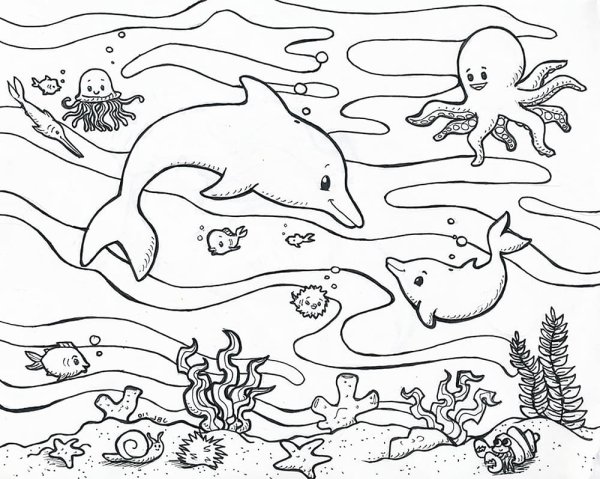 Морское дно раскраска
