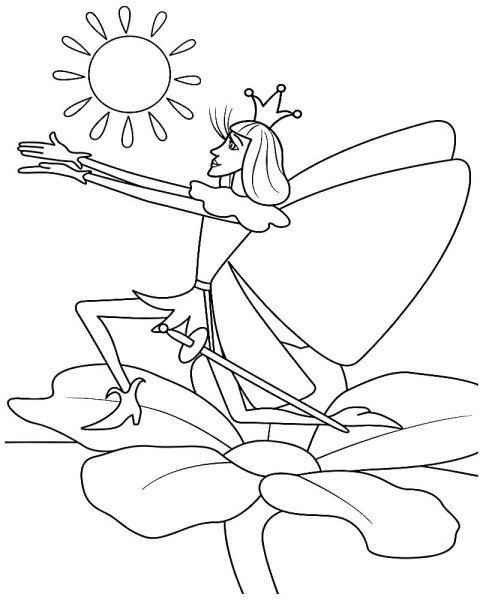 Раскраска к сказке Андерсена Дюймовочка