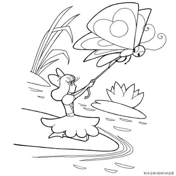 Раскраски к сказке Дюймовочка для детей