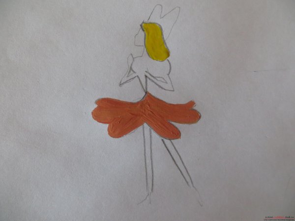 Поэтапное рисование Дюймовочки