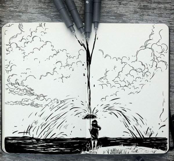 Рисование чернилами