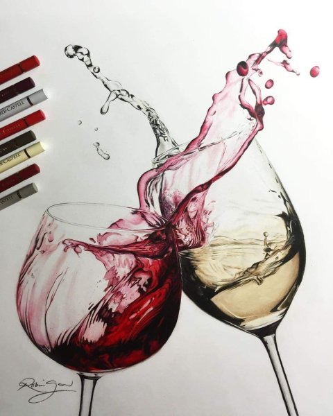 Вино акварель