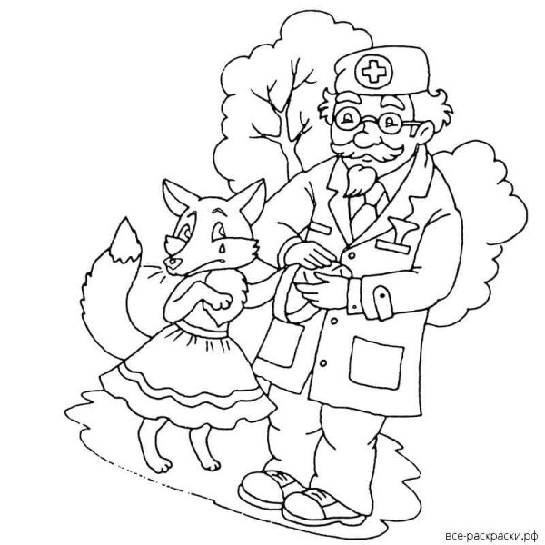 Раскраска Айболит