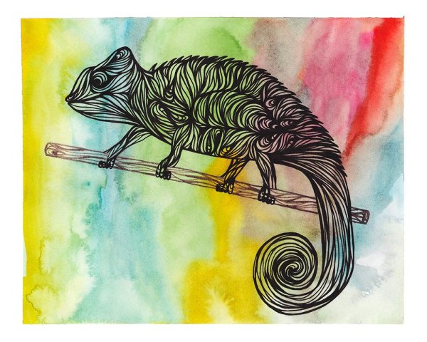 Рисование хамелеона для детей