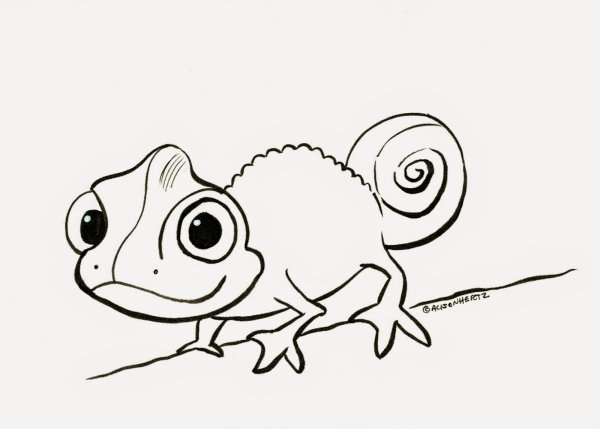 Хамелеон трафарет