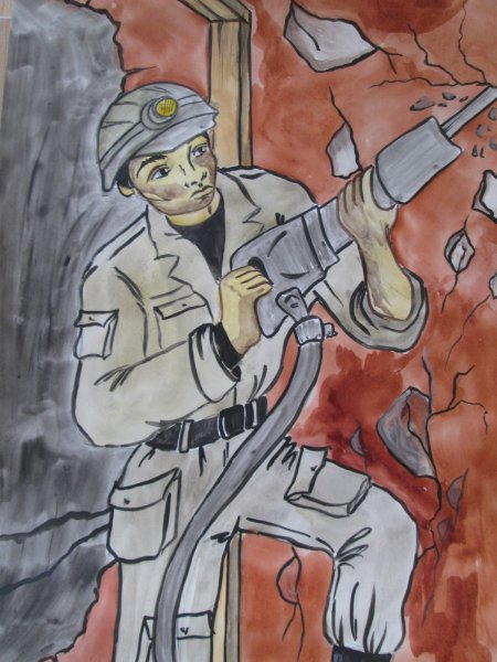 Шахтер рисунок карандашом