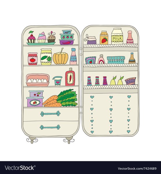 Раскраска холодильник с продуктами