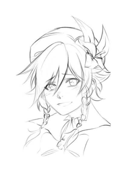 Венти Геншин черно белый