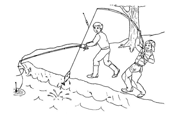 Раскраска рыбалка для детей