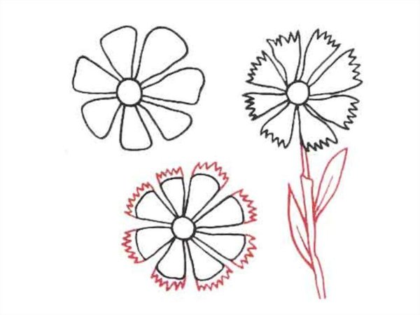 Рисование василька пошагово