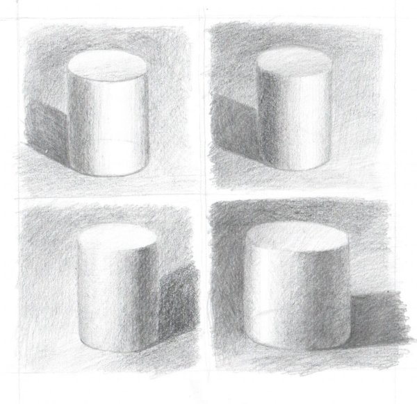 Поэтапное рисование цилиндра