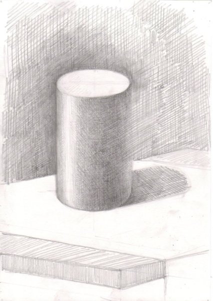 Цилиндр Академический рисунок штриховка