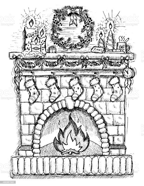 Камин рисунок карандашом