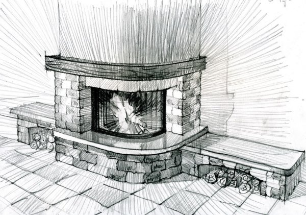 Камин в перспективе