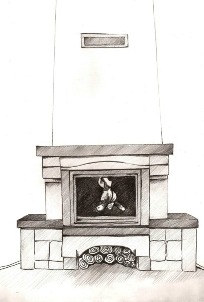 Камин карандашом