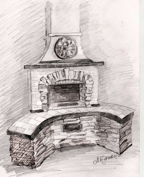 Нарисованный камин