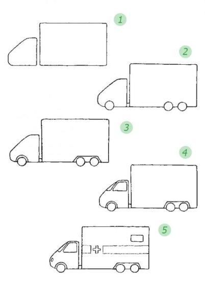 Схемы рисования машин для дошкольников