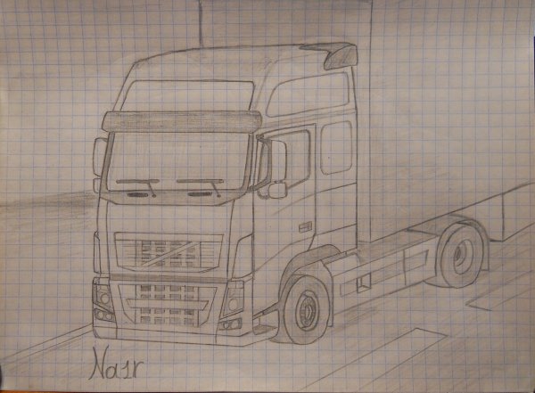 Грузовая машина карандашом