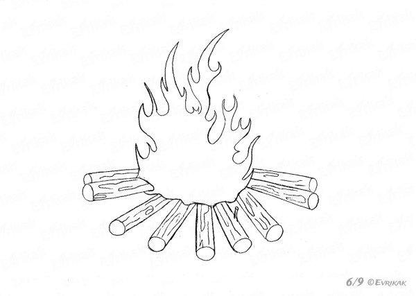 Костер рисунок карандашом