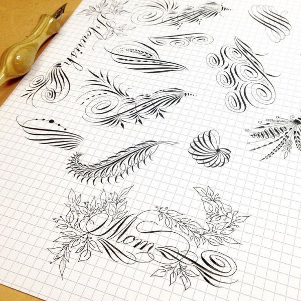 Флоришинг каллиграфия росчерки