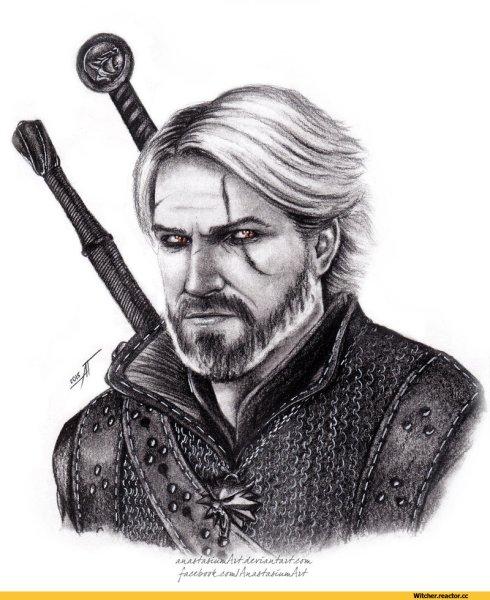 Геральт из Ривии портрет карандашом
