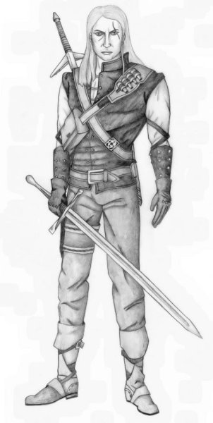 Рисунок карандашом Ведьмак Геральт