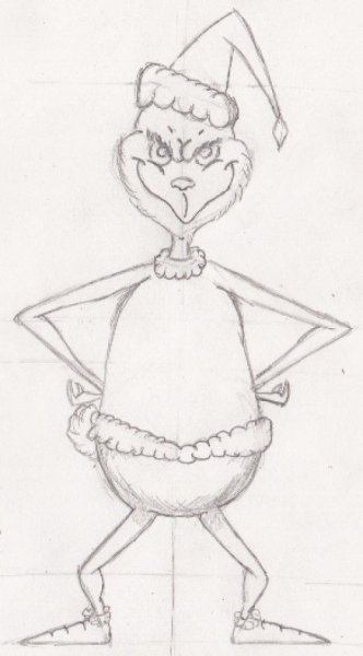 Гринч рисунок карандашом