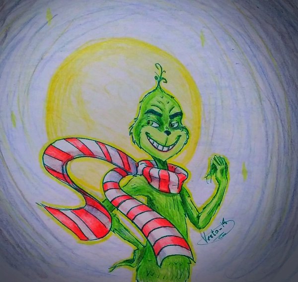 Гринч для срисовки карандашом