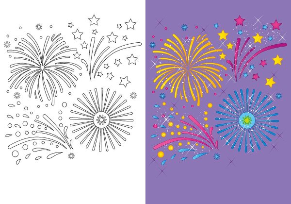 Фейерверк трафарет